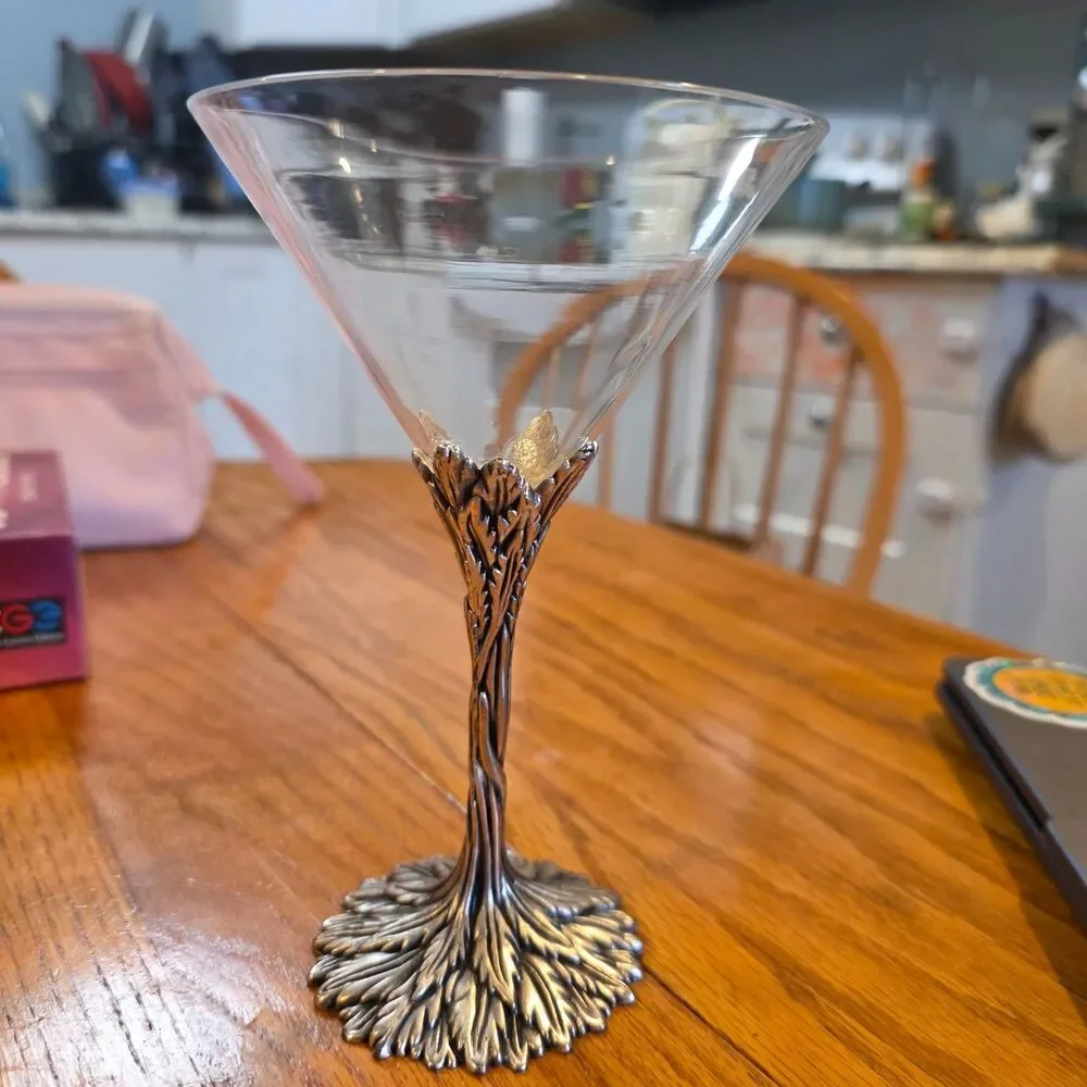 Grey Goose Martini Cocktail Glass Pewter Wheat Stem Barware Single 6.5